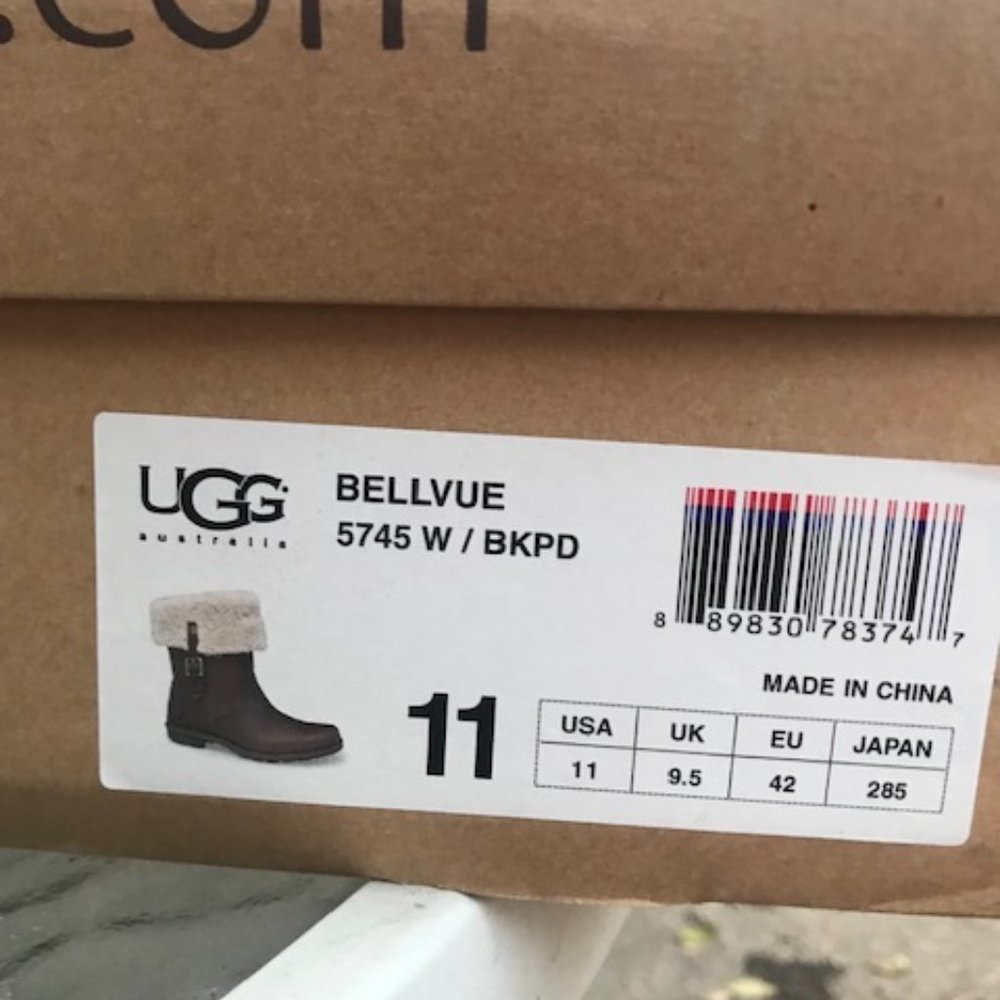 UGG 5745 Bellvue Leather Sheepskin Shearling Lined Boots Brown size 11